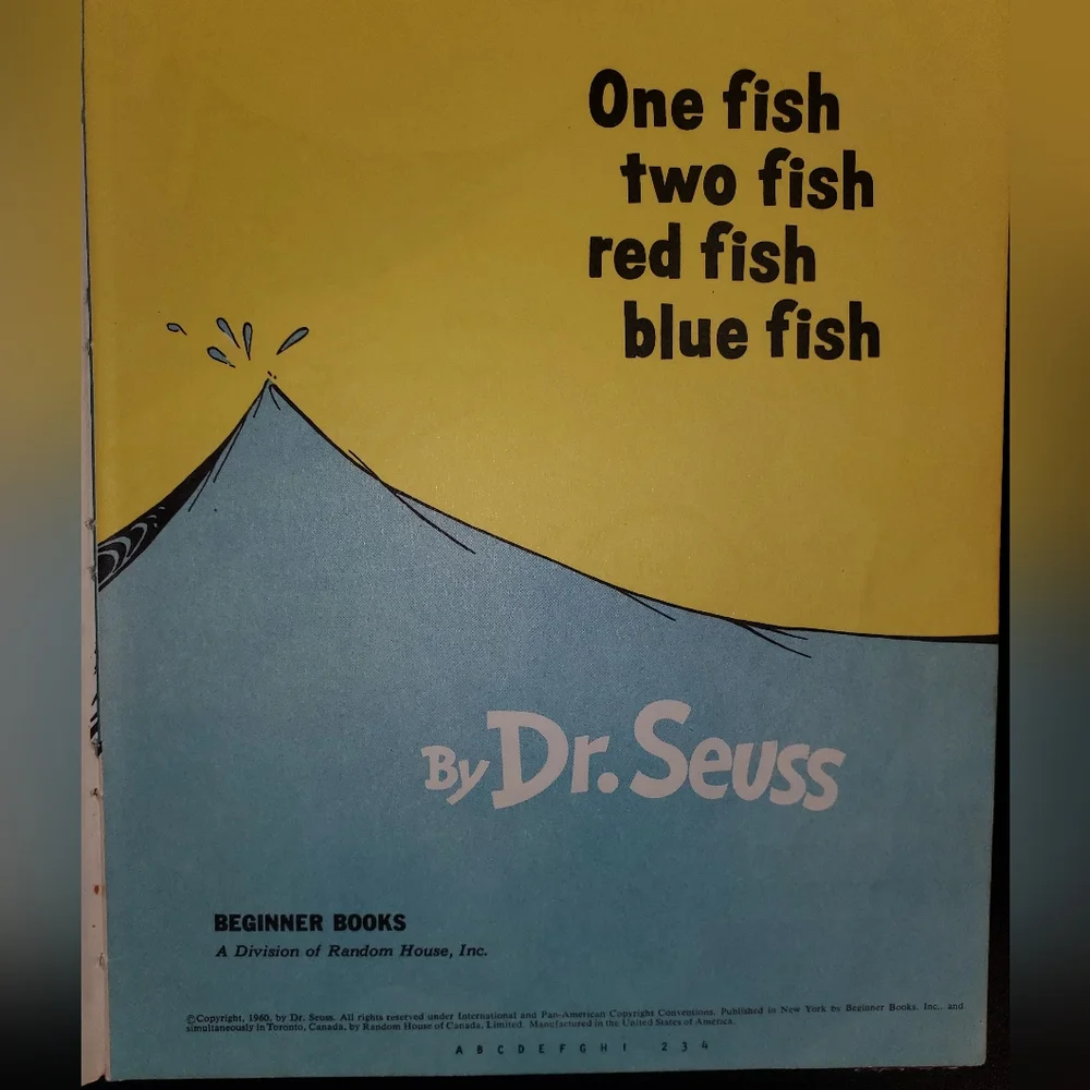 Dr. Seuss 'One Fish‎ Two Fish Red Fish Blue Fish' Book 1960